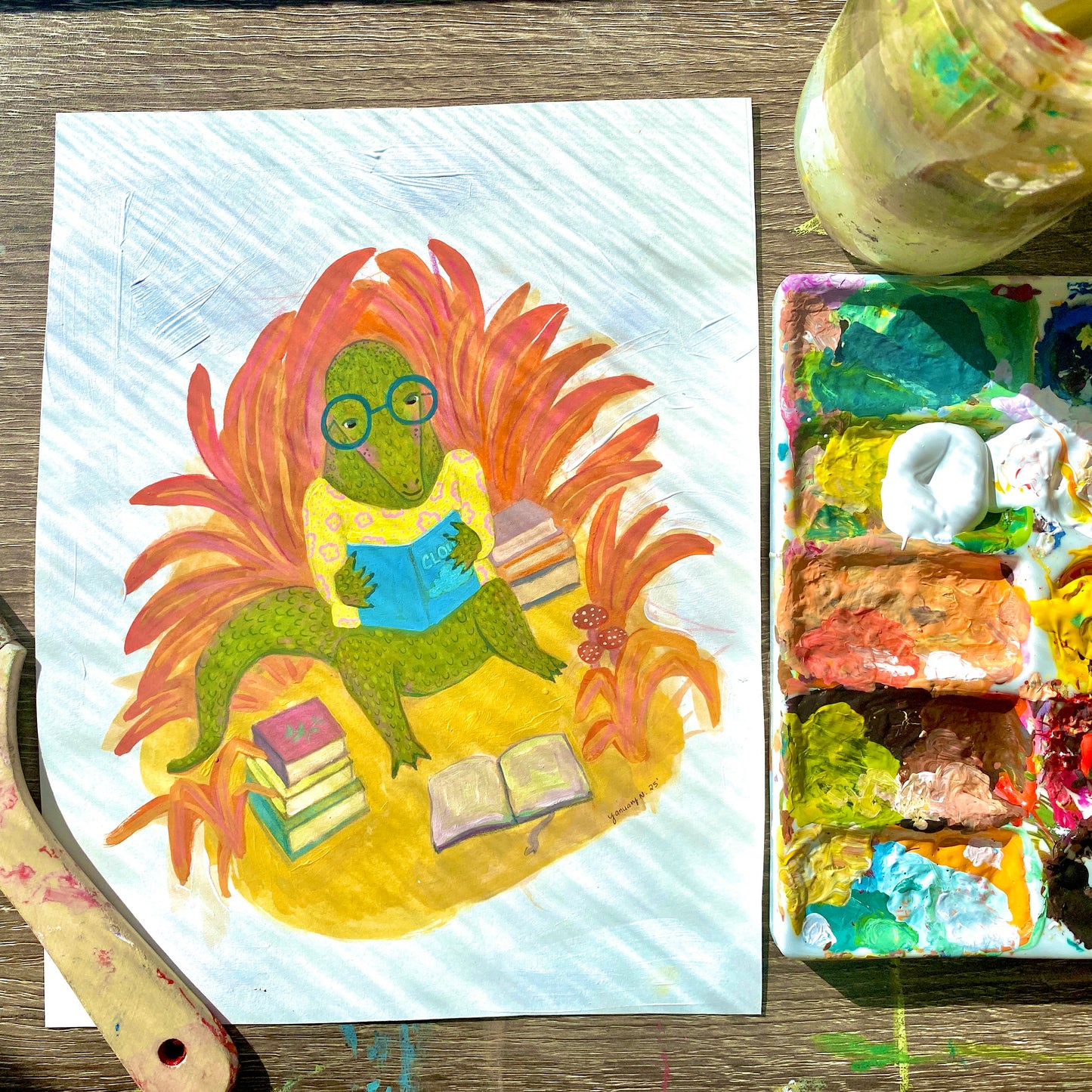 Alligator Studying - Original Painting