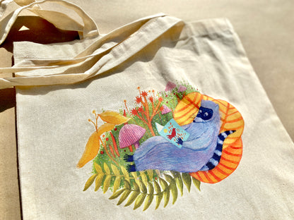 Reading Raccoon - 100% Cotton Tote