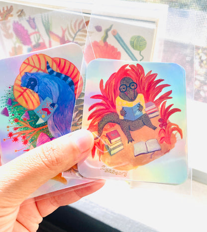 Alligator Studying - Holographic Sticker