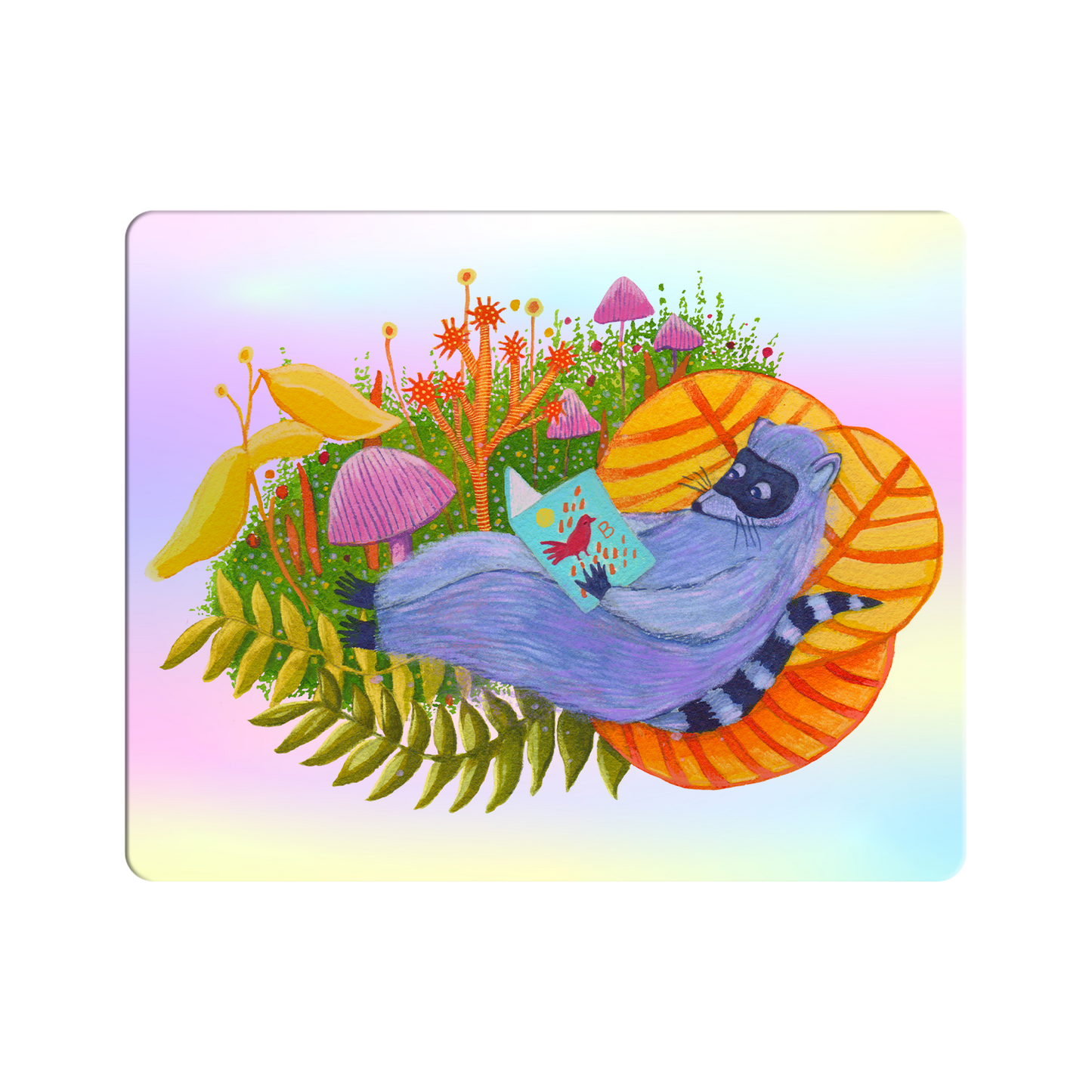 Reading Raccoon - Holographic Sticker