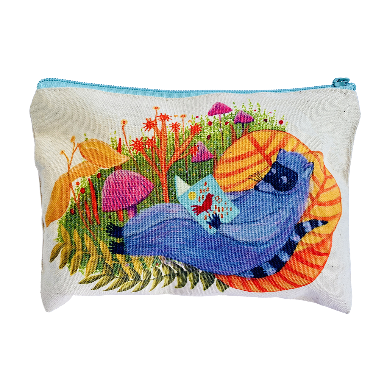 Raccoon Reading - 100% Canvas Pouch