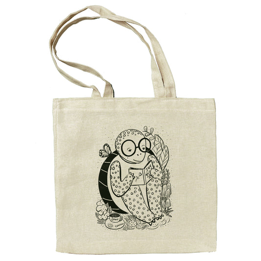 Turtle Afternnon Reading - 100% Cotton Tote