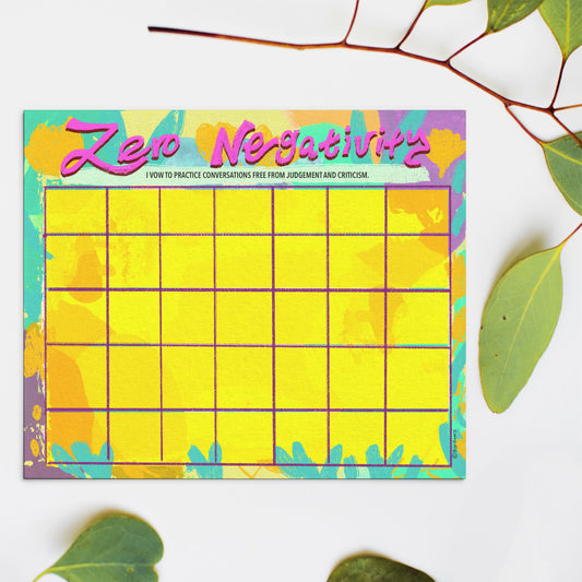 Zero Negativity Monthly Challenge - Printable Poster